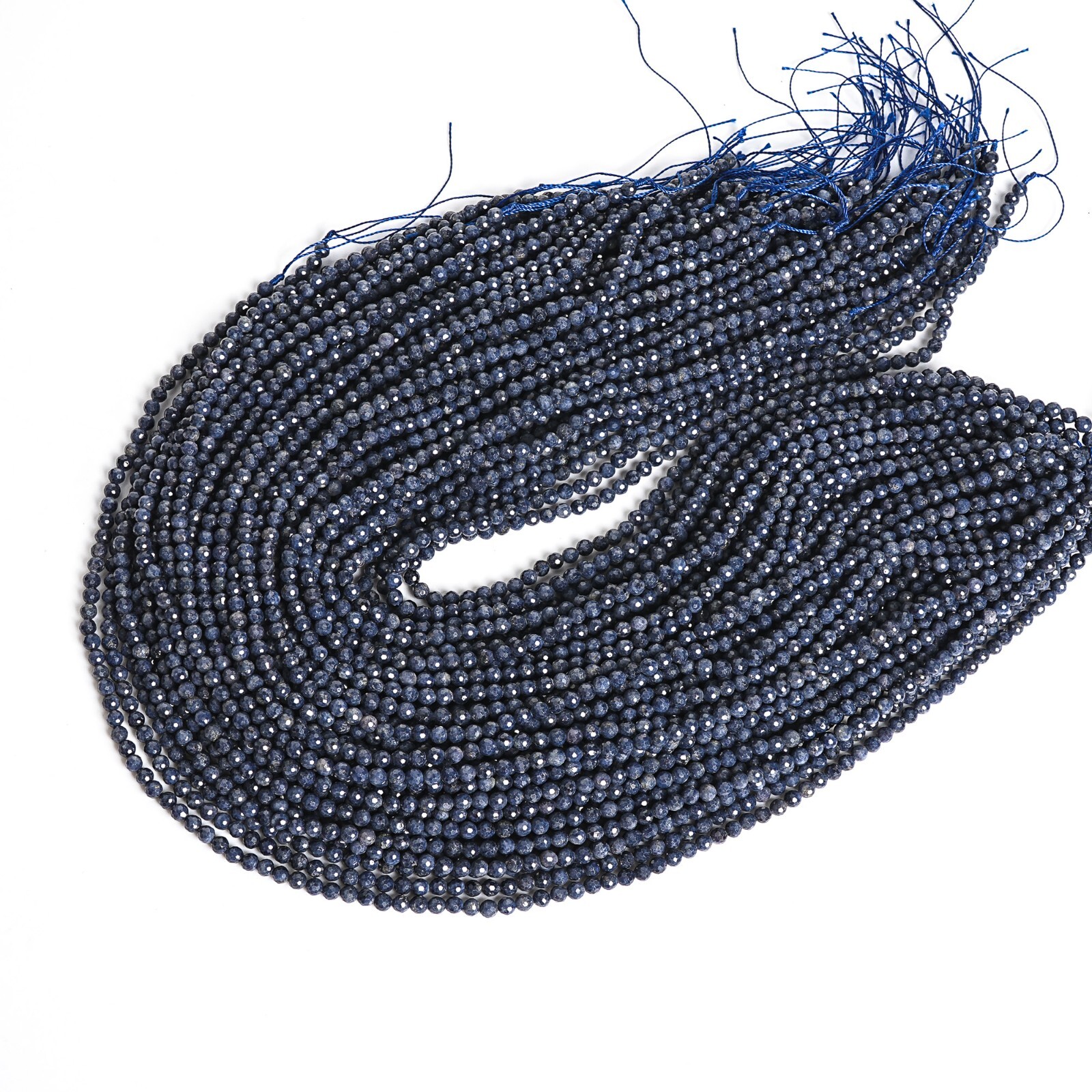3-4MM Natural Deep Blue Sapphire Beads AA Micro Faceted Round Loose Beads 15.5″