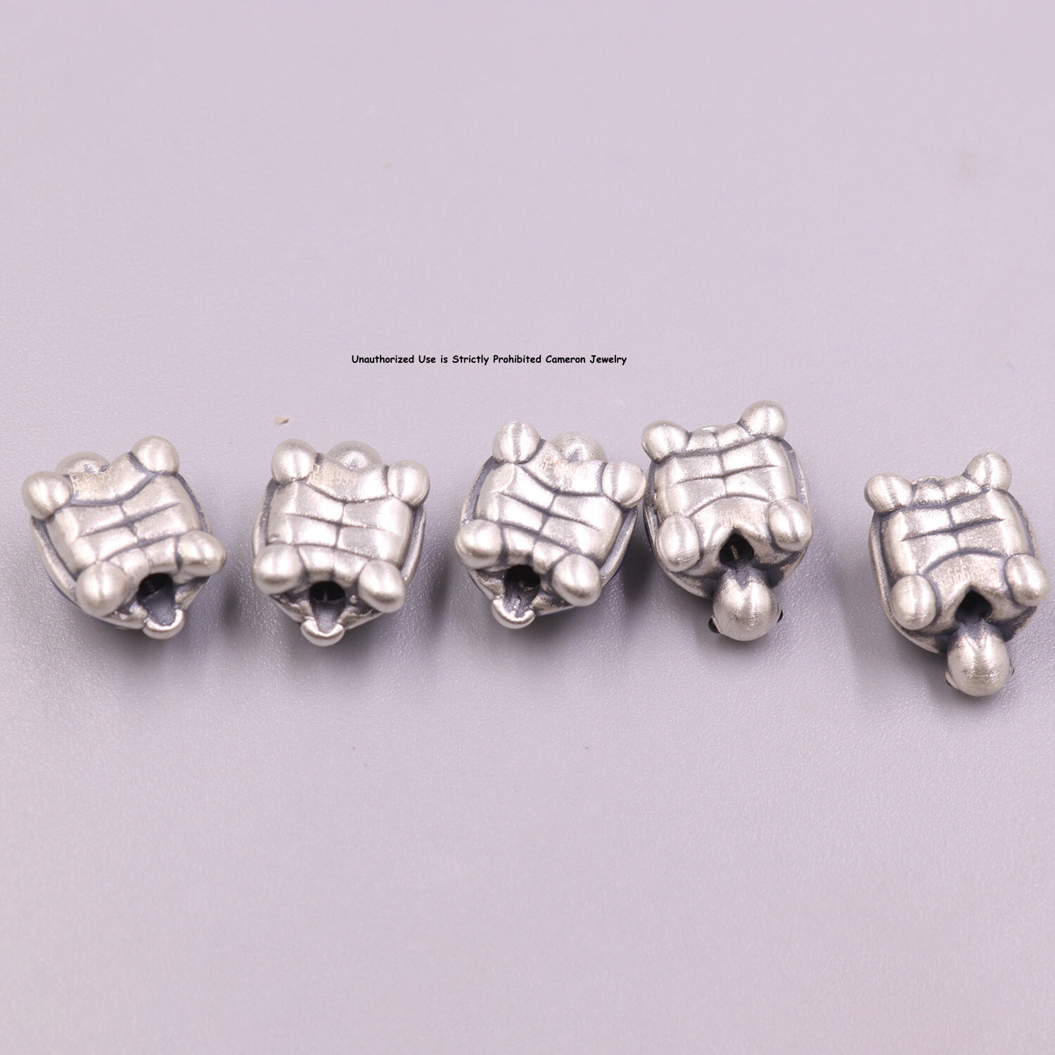 5pcs Pure S999 Fine Silver Men Women Enamel Fu Turtle Bead Pendant 14*9mm