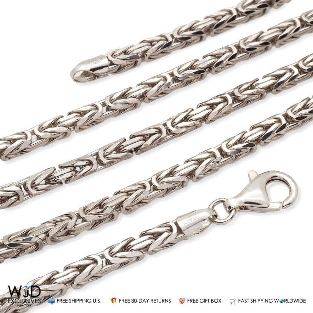 925 Italy Sterling Silver 3.5mm Boxed Byzantine Chain (Solid Links) 30″