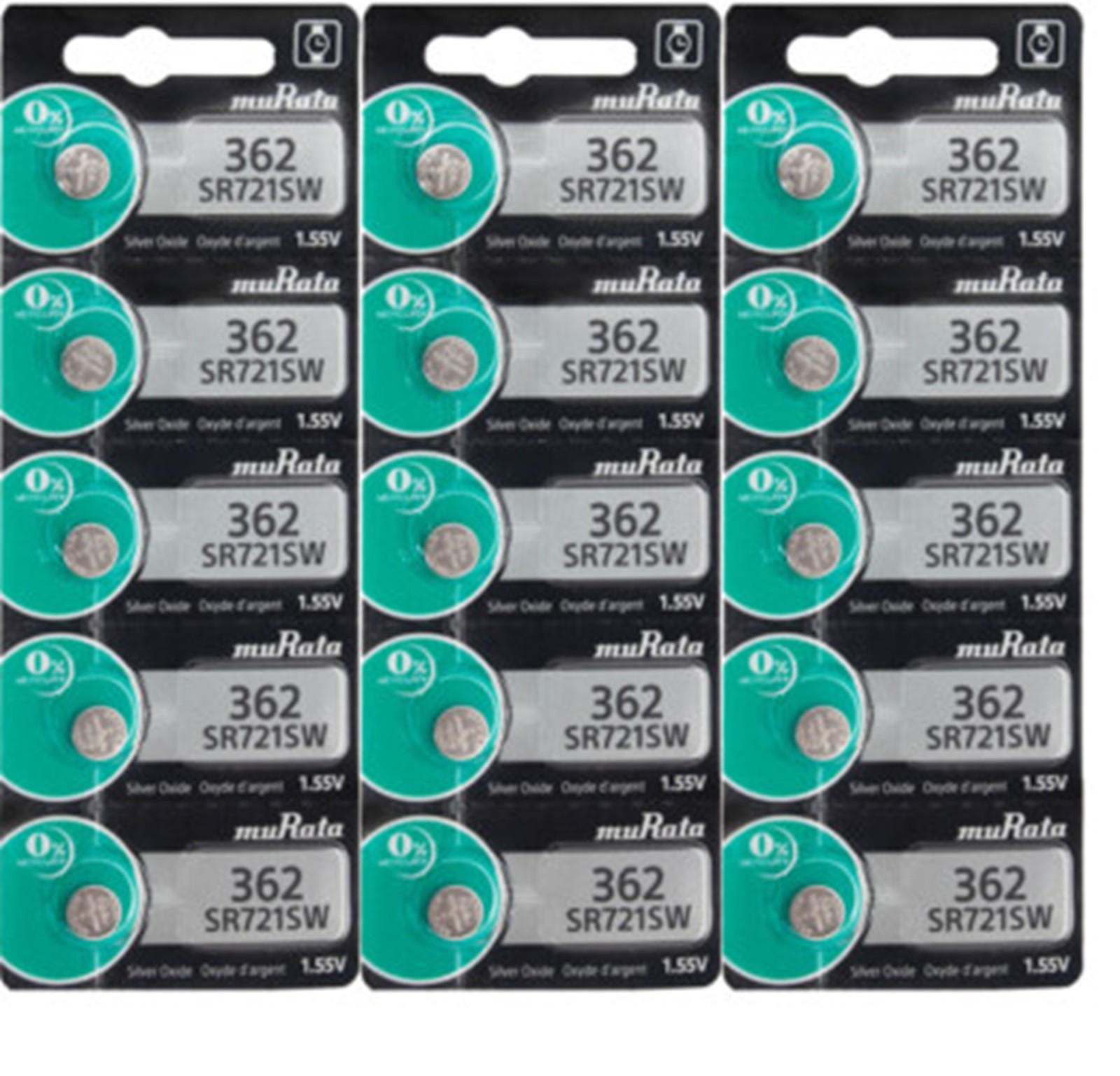 Fifteen (15) Murata 362 (SR721SW) Silver Oxide Watch Battery – Replaces Sony 362