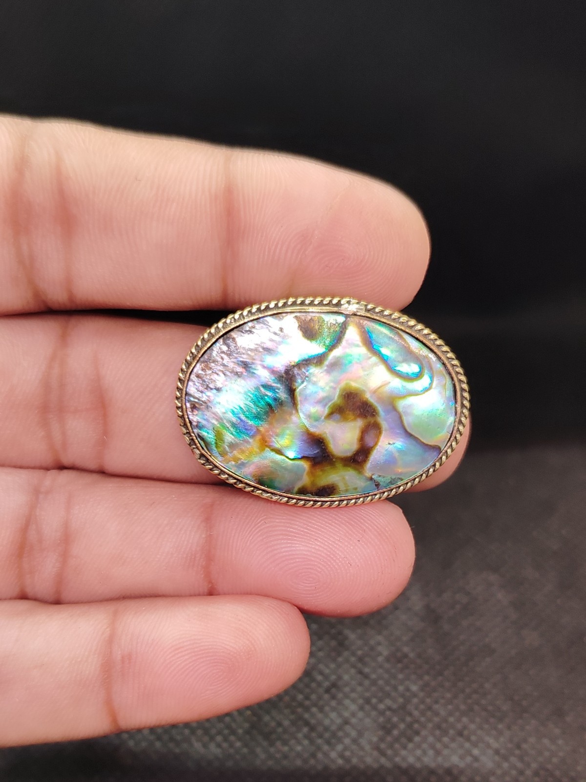 Abalone Shell Brass Groove Cabochon Iridescent Oval Bezel Jewelry Making Supply