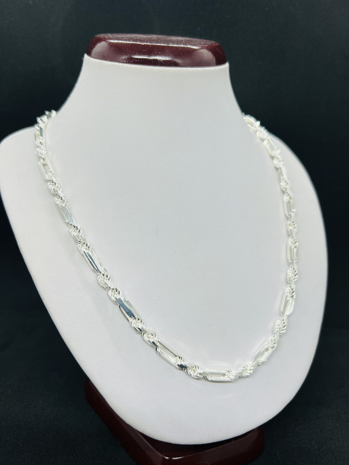 925 Sterling Silver Men’s Women’s Figarope chain Necklace 5mm 18″-28″