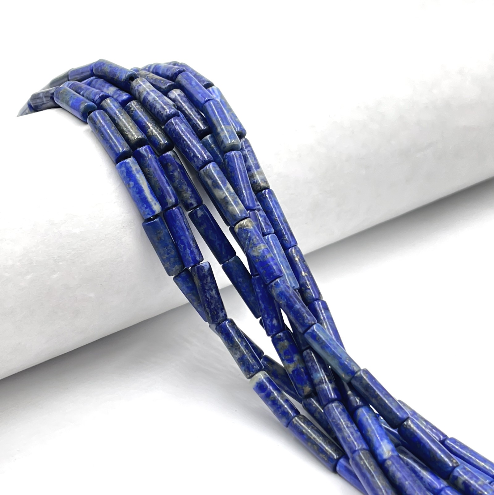 Natural Lapis Smooth Cylinder Tube Beads Size 4x13mm 15.5” Strand