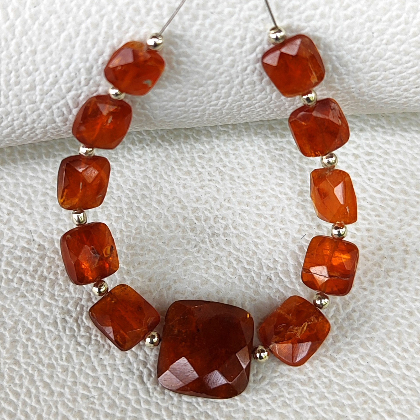 Natural Orange Kyanite 7-12mm Faceted Cushion Beads 4.5 In Tanzania Strand