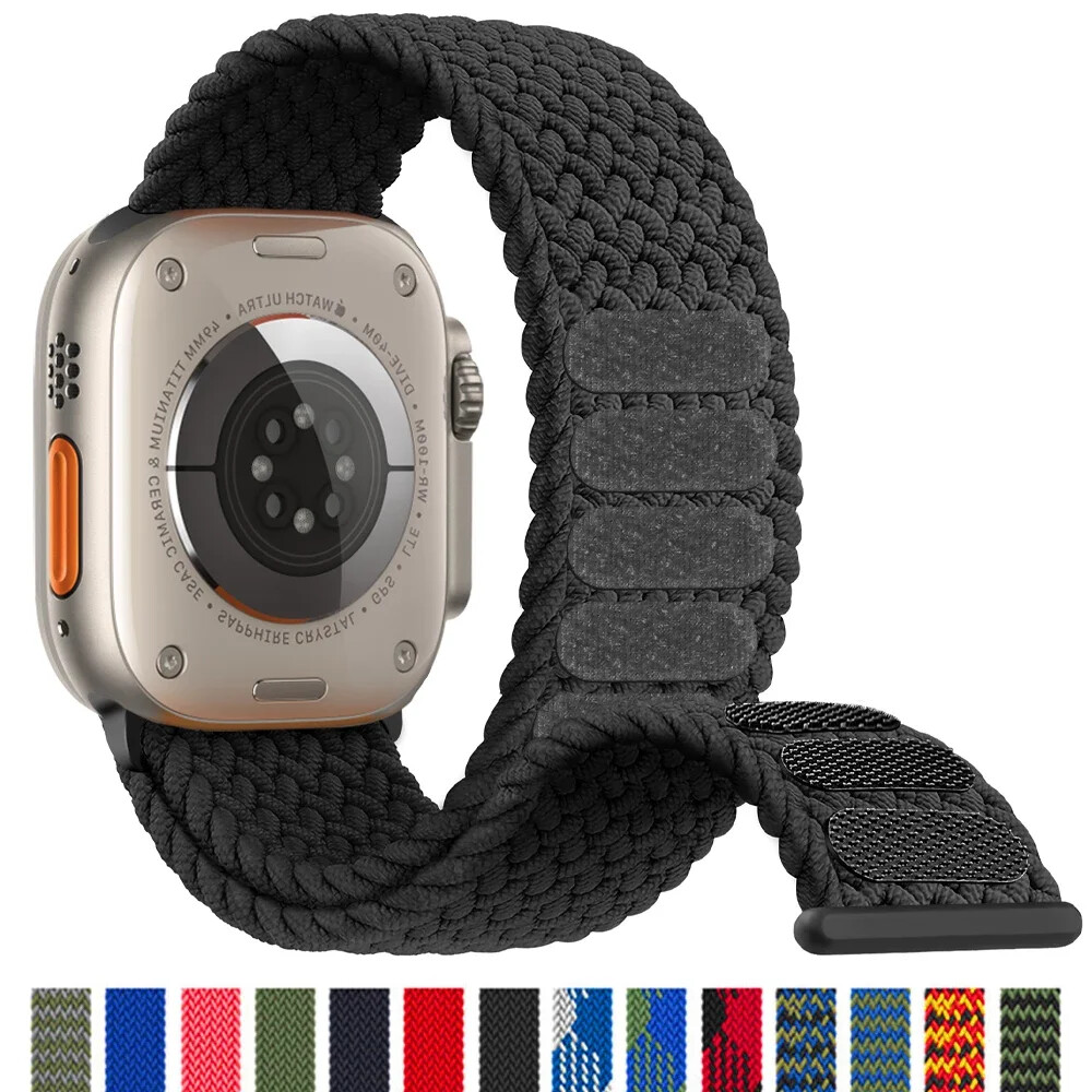 Braided Solo Loop For Apple watch Band 45/40/44/41/42/38/49mm Elastic Bracelet