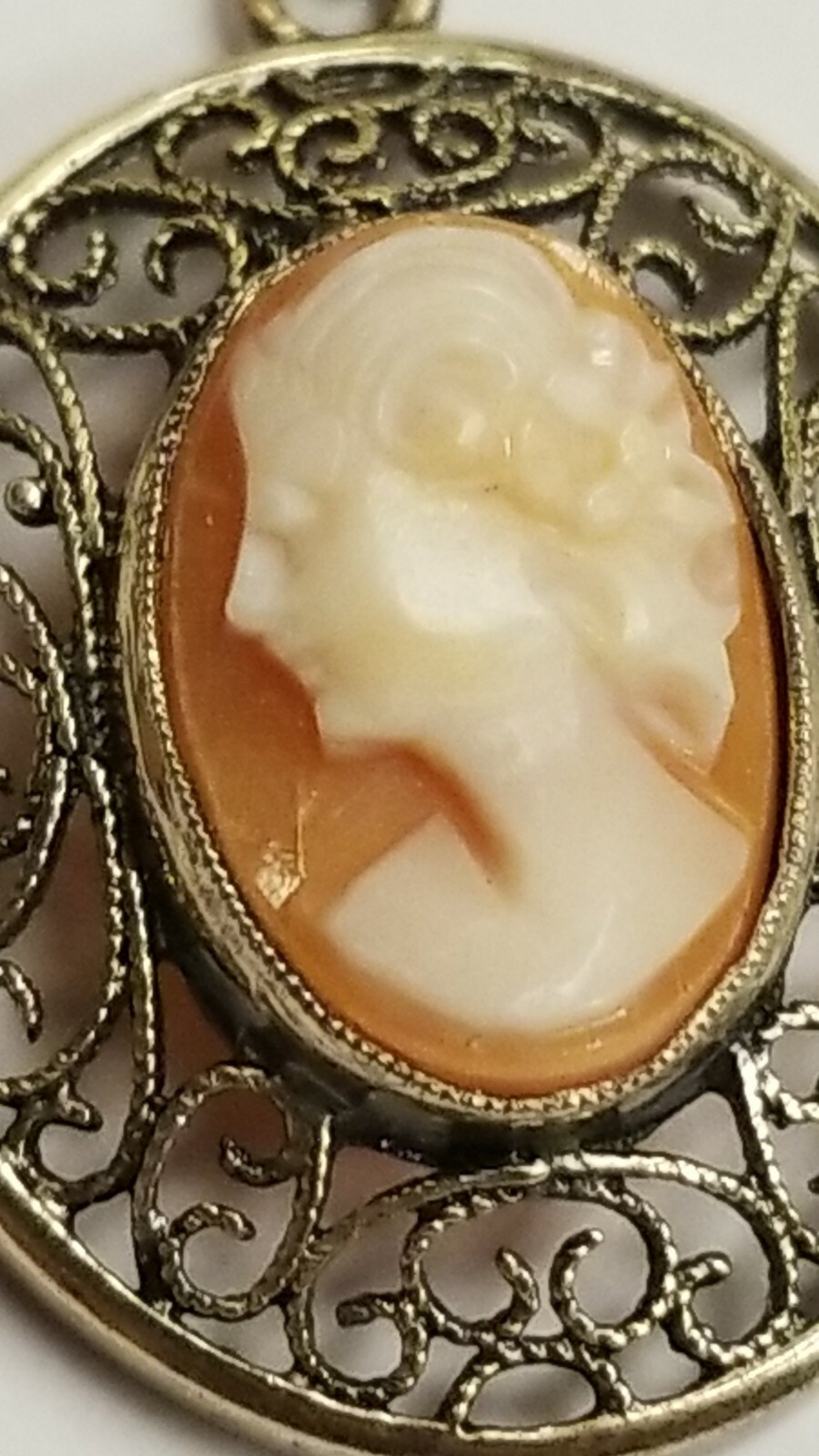 VINTAGE 835 SILVER sardonyx SHELL CAMEO filigree PENDANT setting