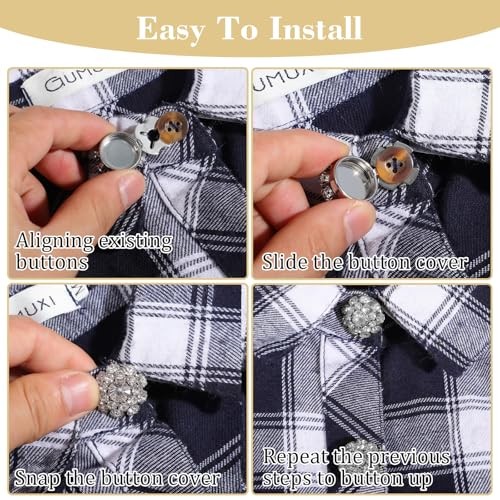 5 Pack Button Covers for Women Blouses, Button Covers Detachable Silver