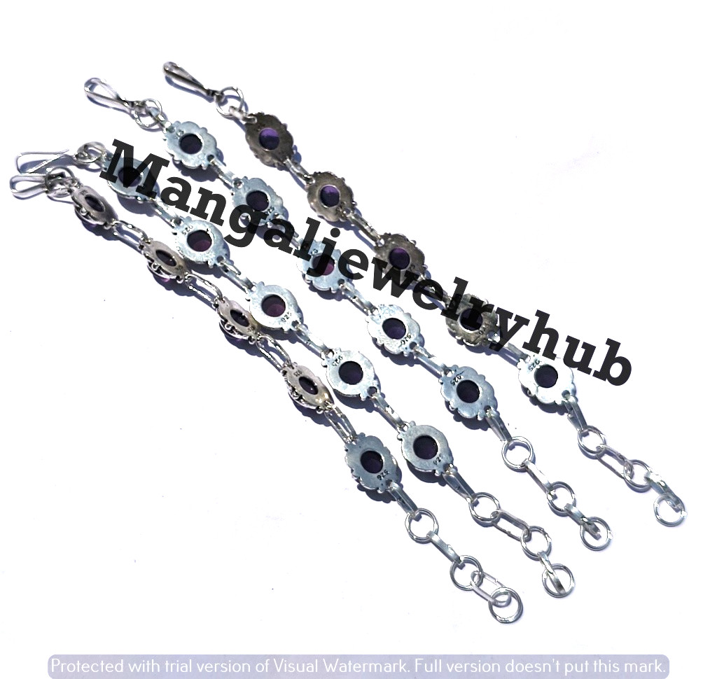 Buy Amethyst Gemstone Bracelets 925 Sterling Silver Plated 10PCS Jewellery Lot