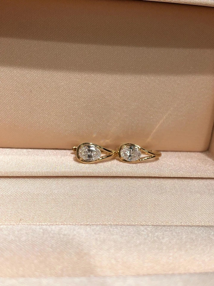 IGI 3.00 Ct E-VS1 Oval Lab Grown Diamond Hoop/Huggie Earrings 14K Yellow Gold