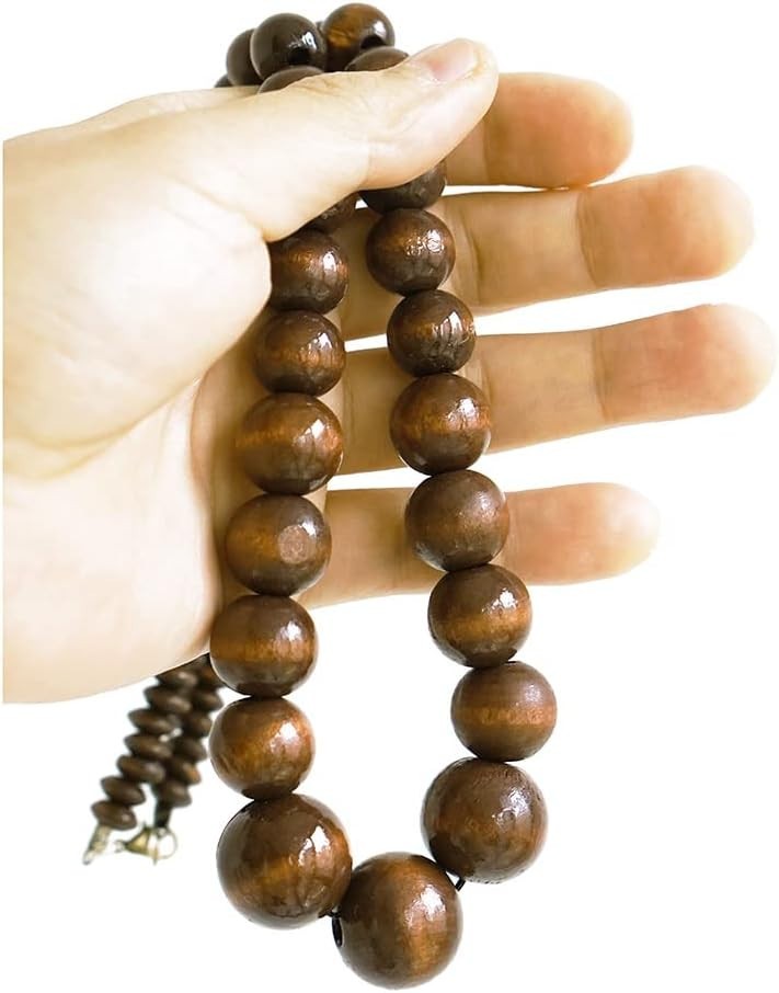 Natural Wood Beads Necklace for Men Women Wooden Chain Unisex Chunky Bead Neckla