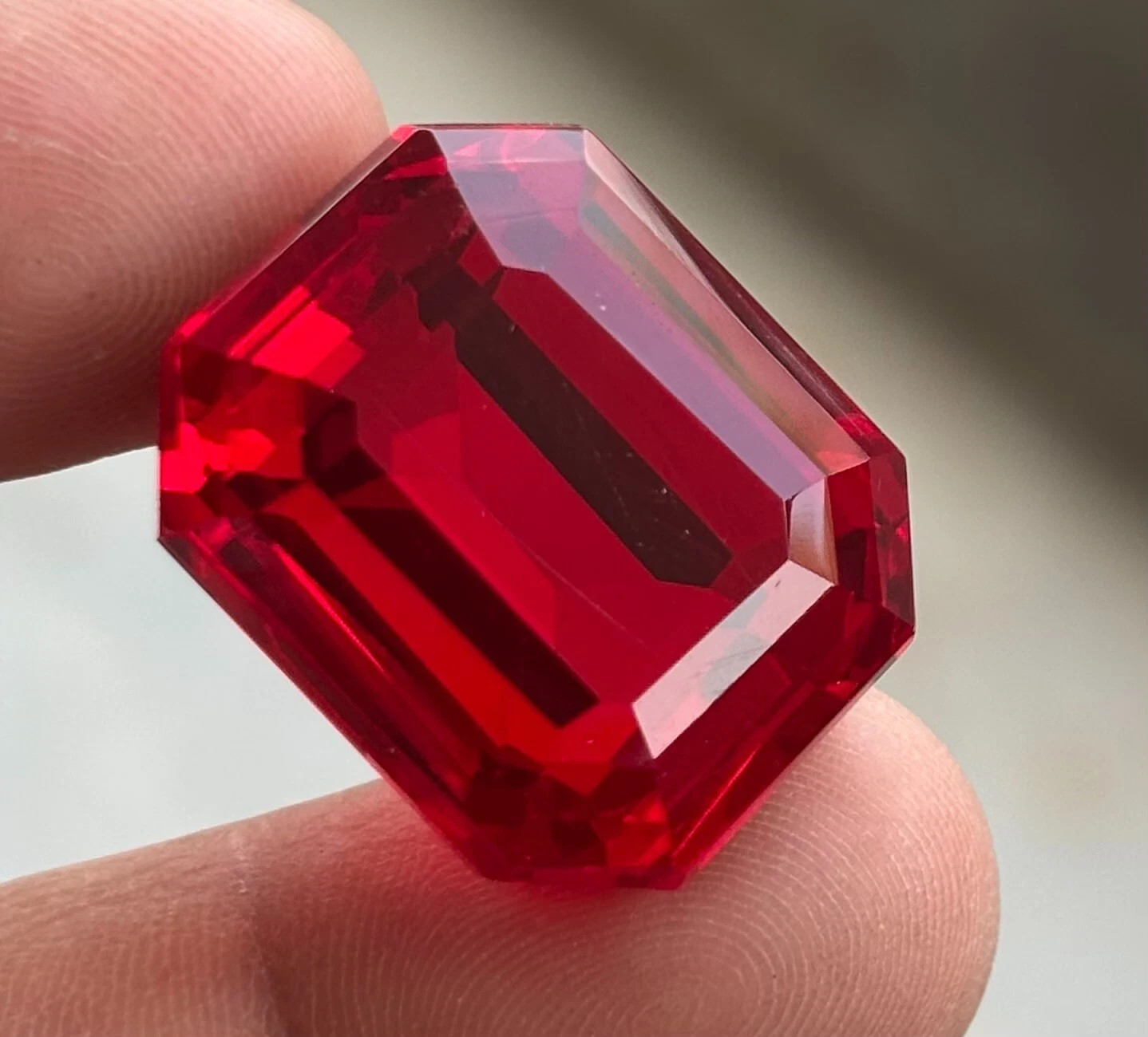 Emerald Cut 98+ Ct Blood Red Ruby Mozambique Natural Gemstone For Pendant Making