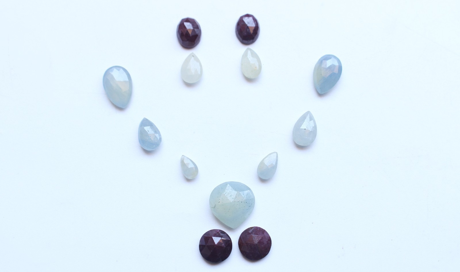 Ct.37.20 Natural Multi Sapphire & Ruby Rose Cut Faceted Cabochon Set Lot 7TO13MM
