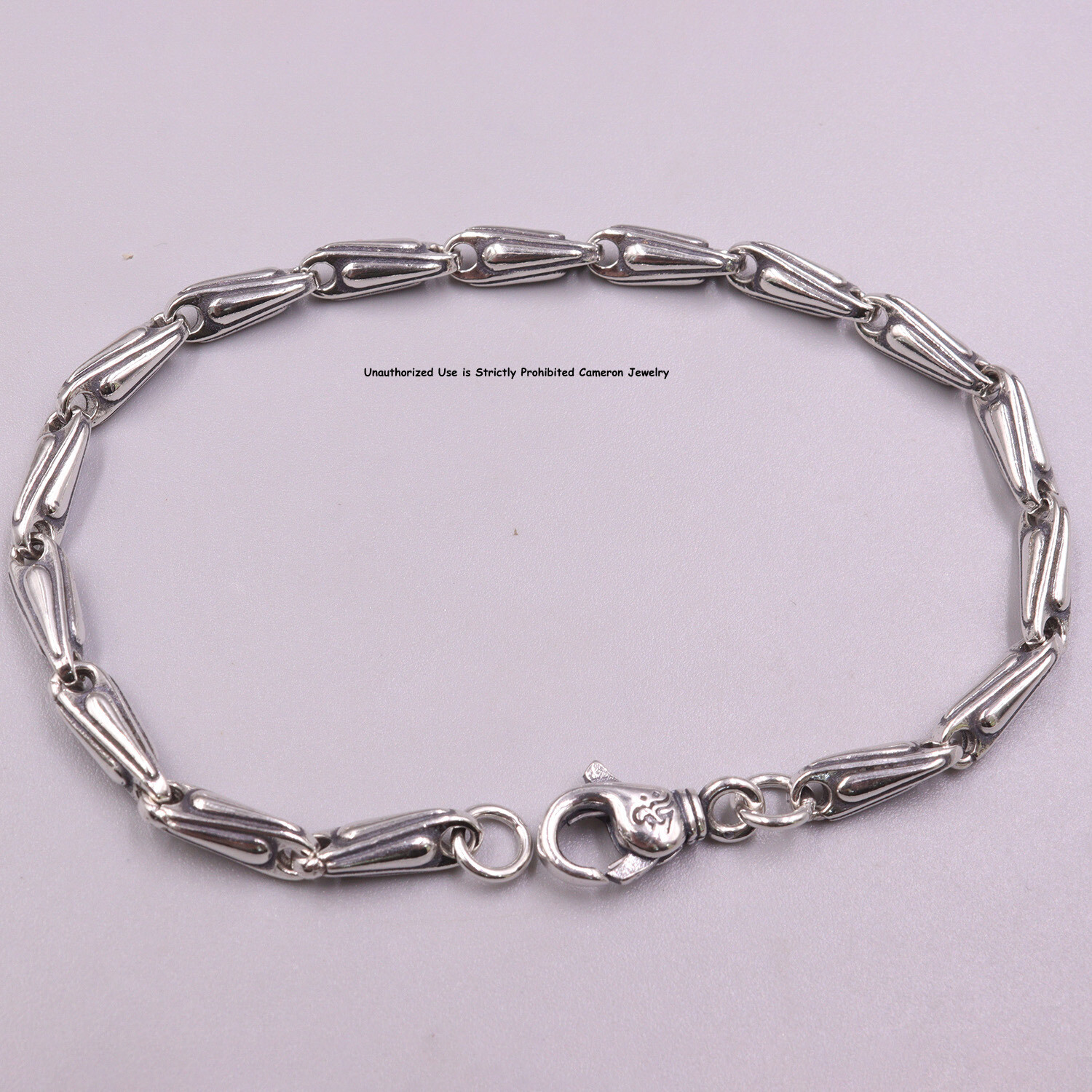 Pure S925 Sterling Silver Chain Men Women 4mm Lantern Link Bracelet 17-18g 7.9in