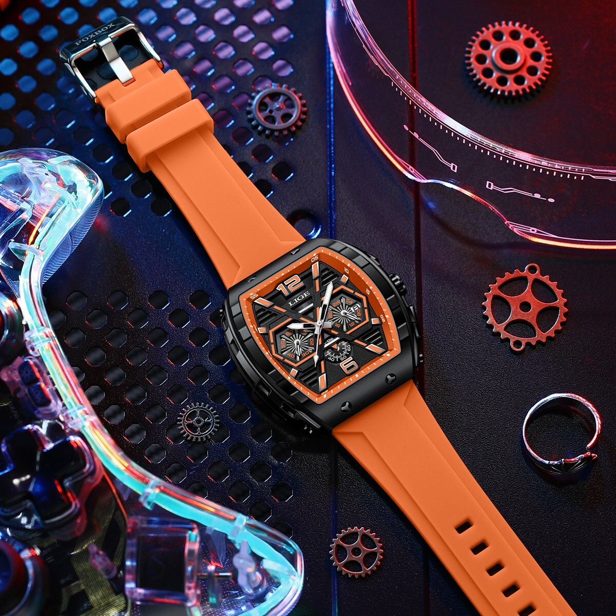 LIGE Men Watch Quartz Date Luminous Big Dial Waterproof Multifunction Wristwatch