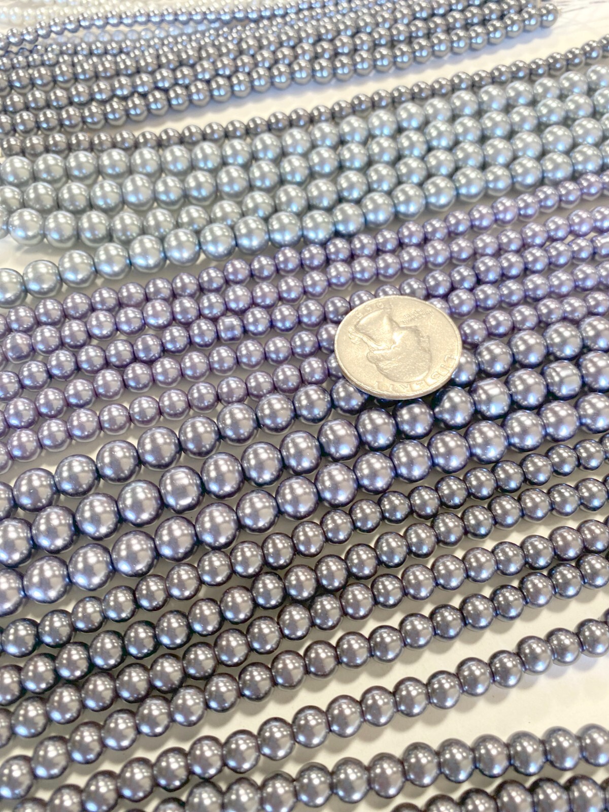 Bulk Glass Beads for Jewelry Making GRAY SILVER WHITE MIX Round Pearl 1 lb