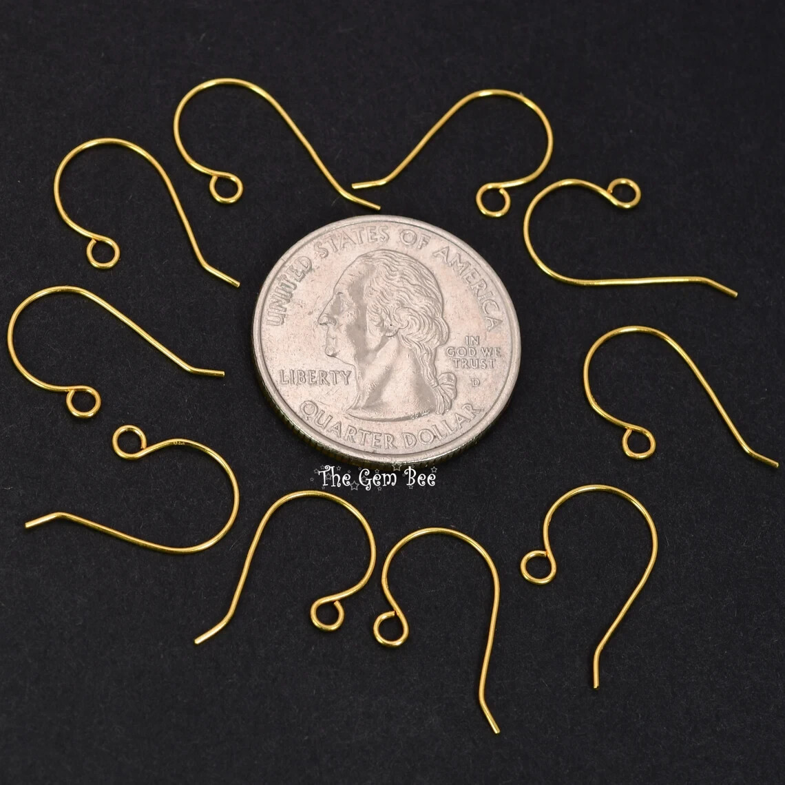 14K Solid Yellow Gold 22 Gauge French Hook Earwire with Ends 15mmx16mm PAIR