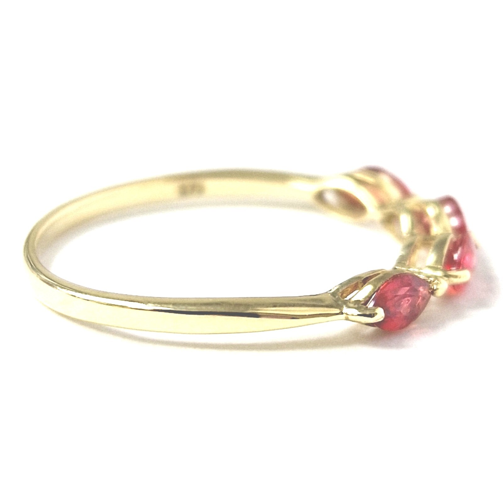 9ct Gold Blood Orange Zirconia Ring Size O Band UK Hallmarked 1.1g