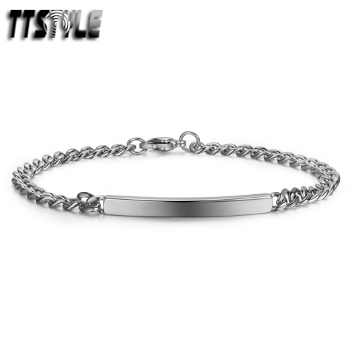 TTstyle 5mm Width Stainless Steel ID Bracelet 3 Colours 19.5/21.5cm Length NEW