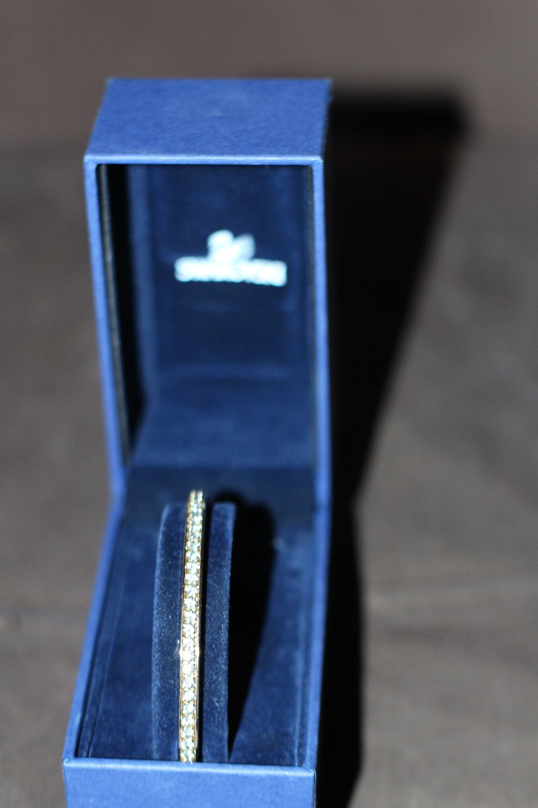 Swarovski Crystal Bangle Bracelet 6.6cm Gold Tone Clear Stones Elegant Womens