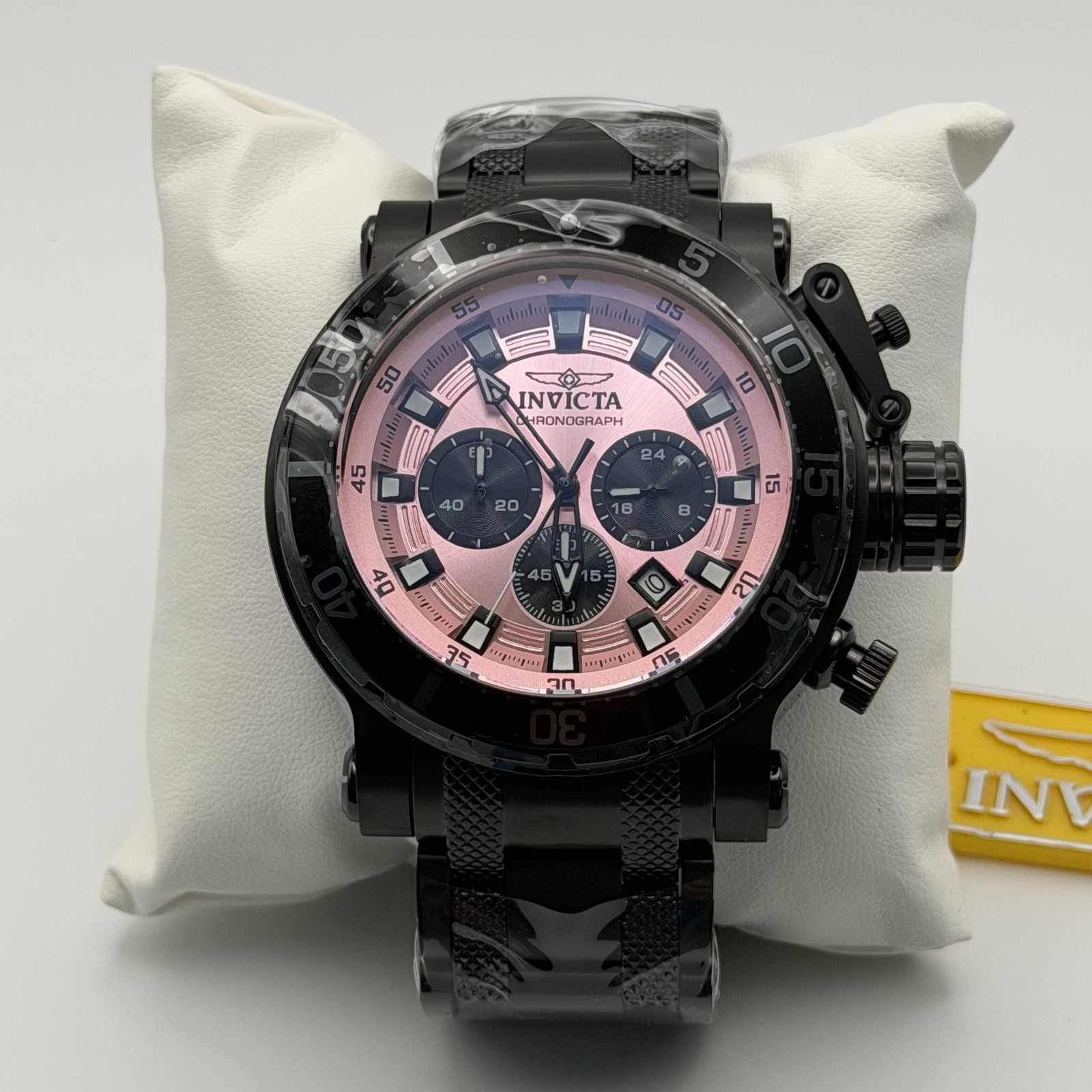 Invicta 49228 Coalition Forces Night Hawk Men Watch 52mm Chrono Pink Dial SS New