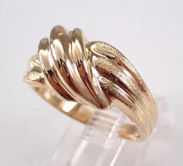 Love Knot Estate Anniversary Band Ring Antique 14K Yellow Gold Plated Silver