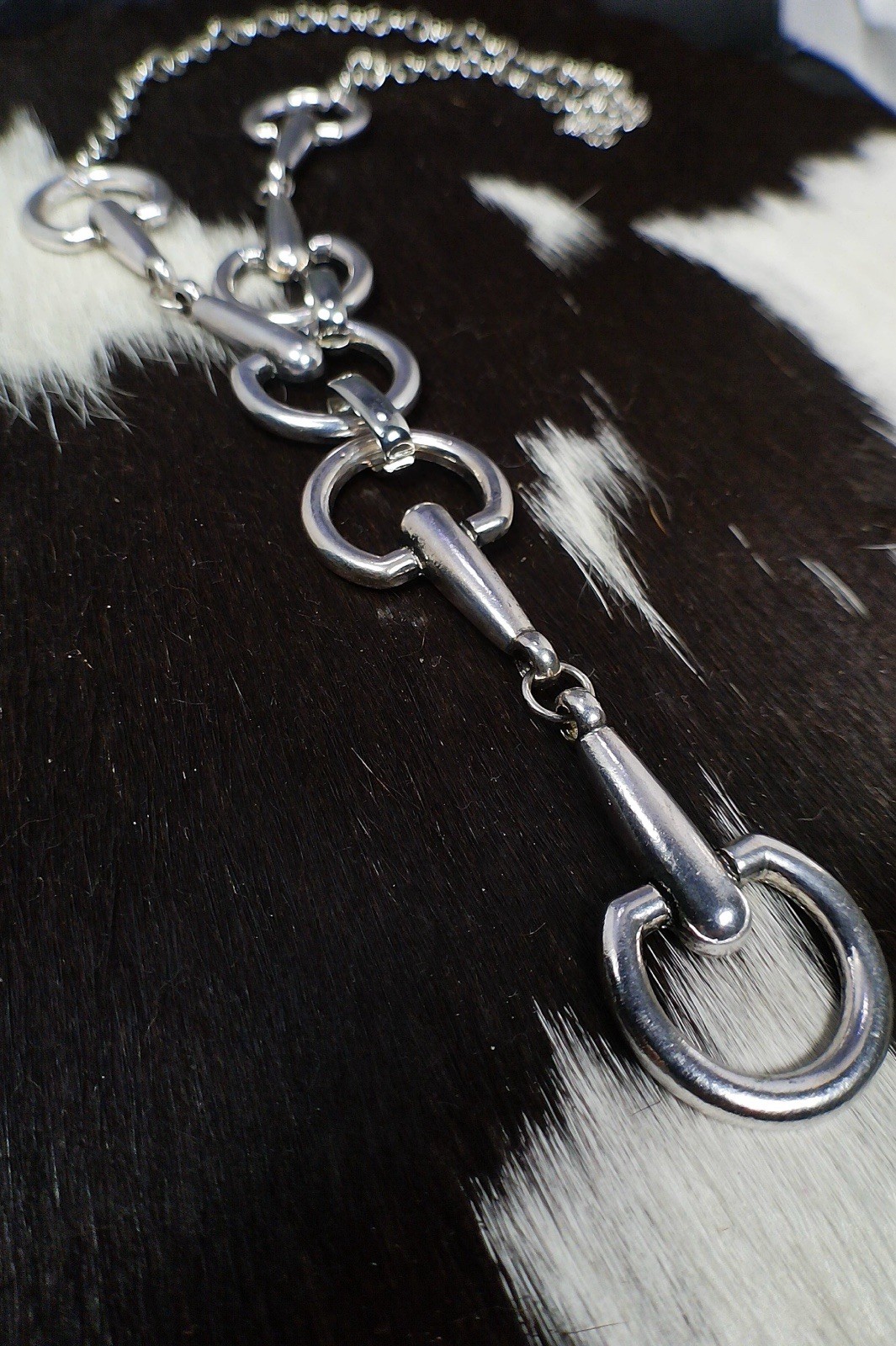 Horse Bit Lariat Necklace Silver Tone Equestrian Western Cowgirl Statement Piece