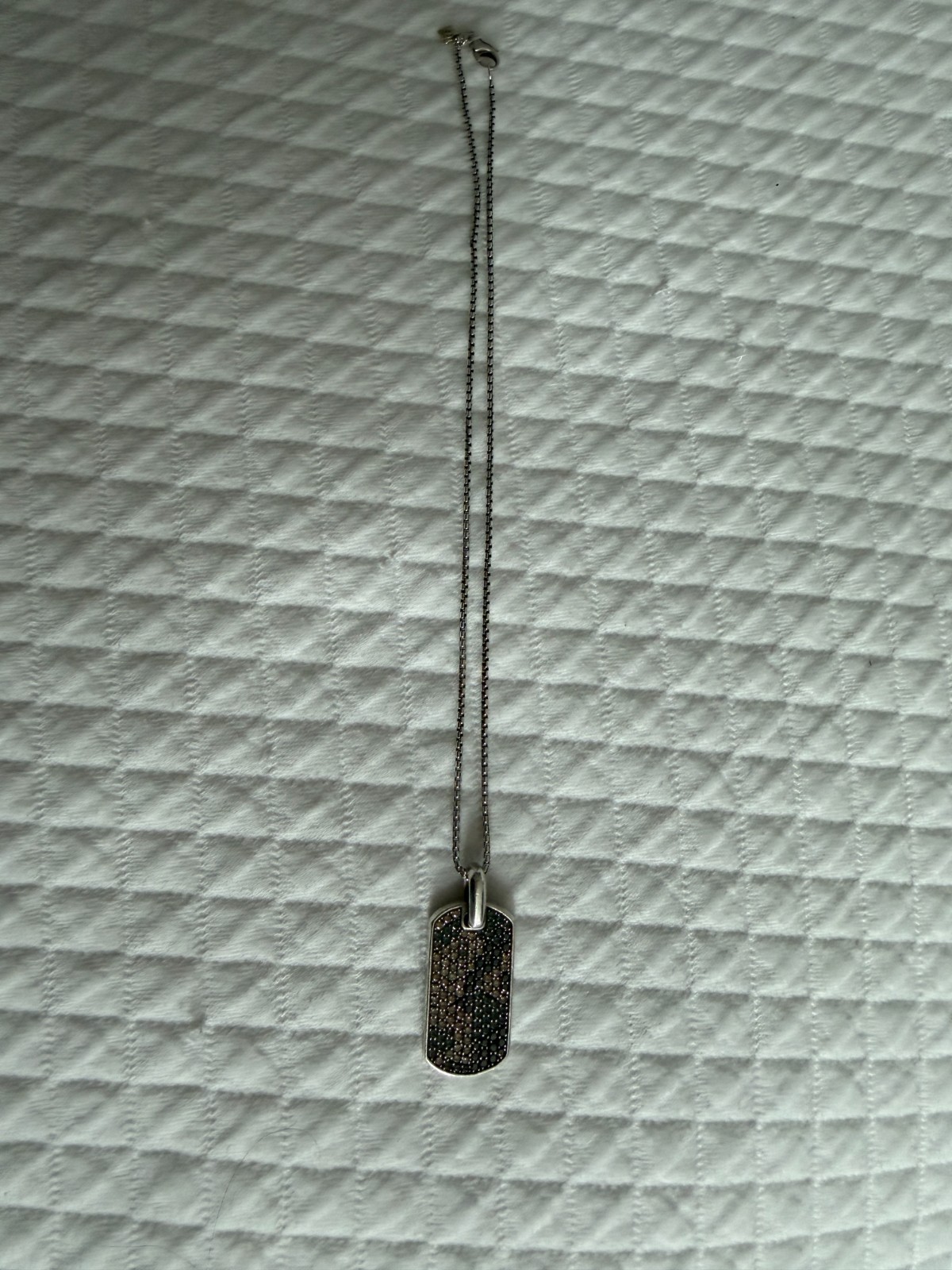 David Yurman 35mm Chevron Tag Sterling Silver w/ Diamonds