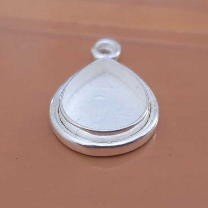 925 Sterling Silver 7x9mm Pear Bezel Pendant Blank Handmade Jewelry Setting