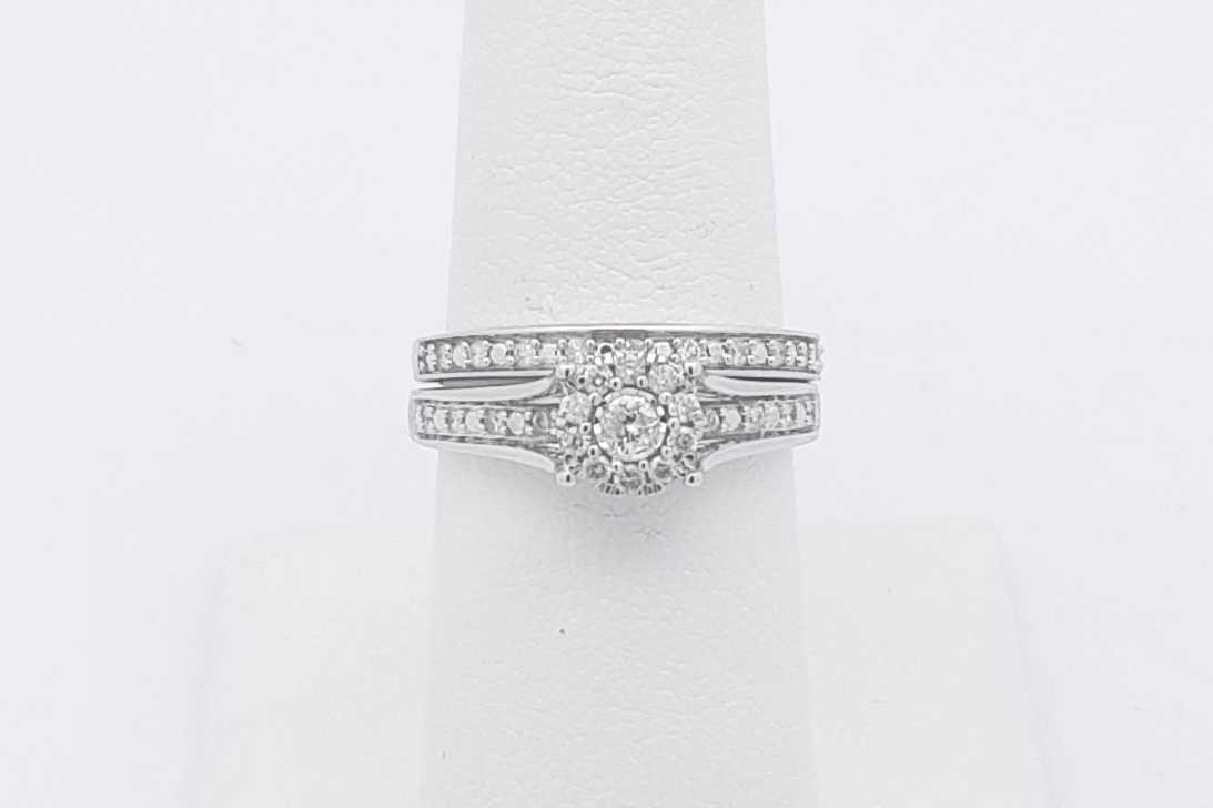 0.27cttw Diamond Wedding Set In 10k White Gold 4.4 Grams Size 7 Eb0226olxsa
