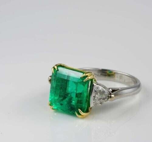 Art Deco Vintage Style 3.85Ct Green Simulated Emerald Engagement Ring 925 Silver