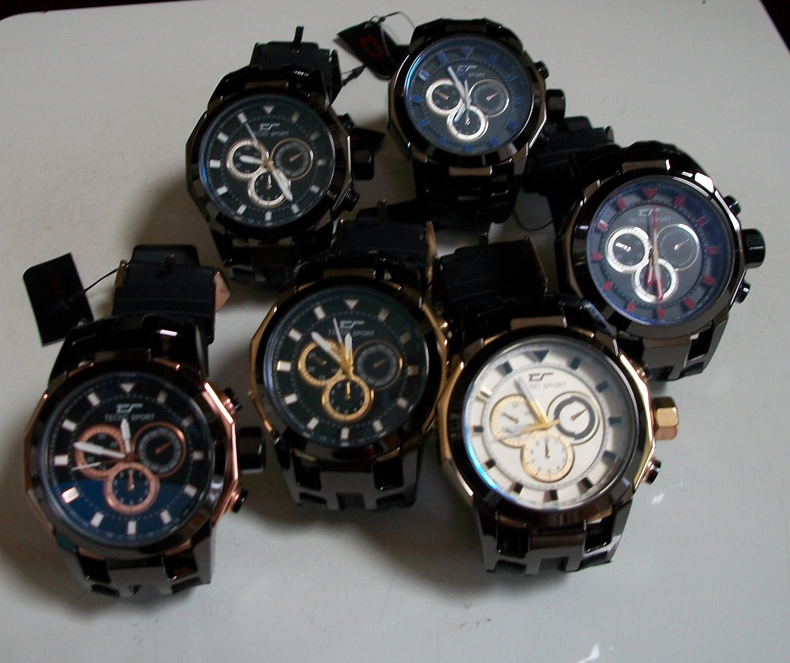 Men’s Rose, Black & Gold Finish Tecno Sport Silicone Band Fashion Hip Hop Watch