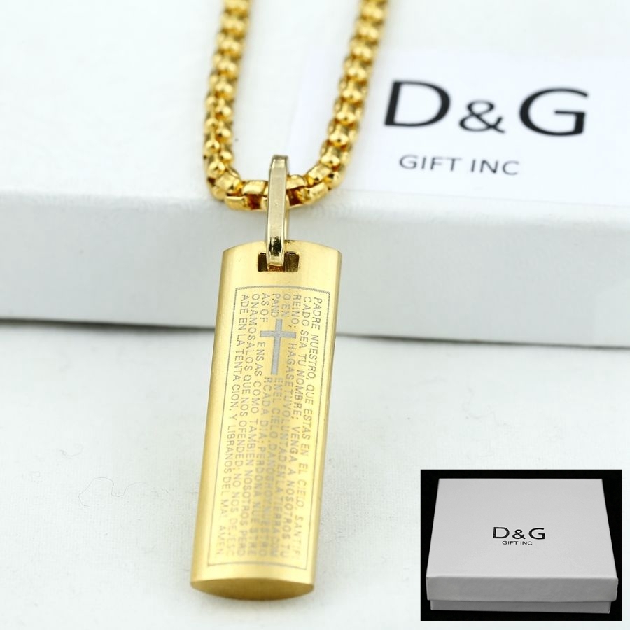 DG Men’s Stainless Steel,BIBLE VERSES Pendant 24″ Box Necklace Gold plated Box