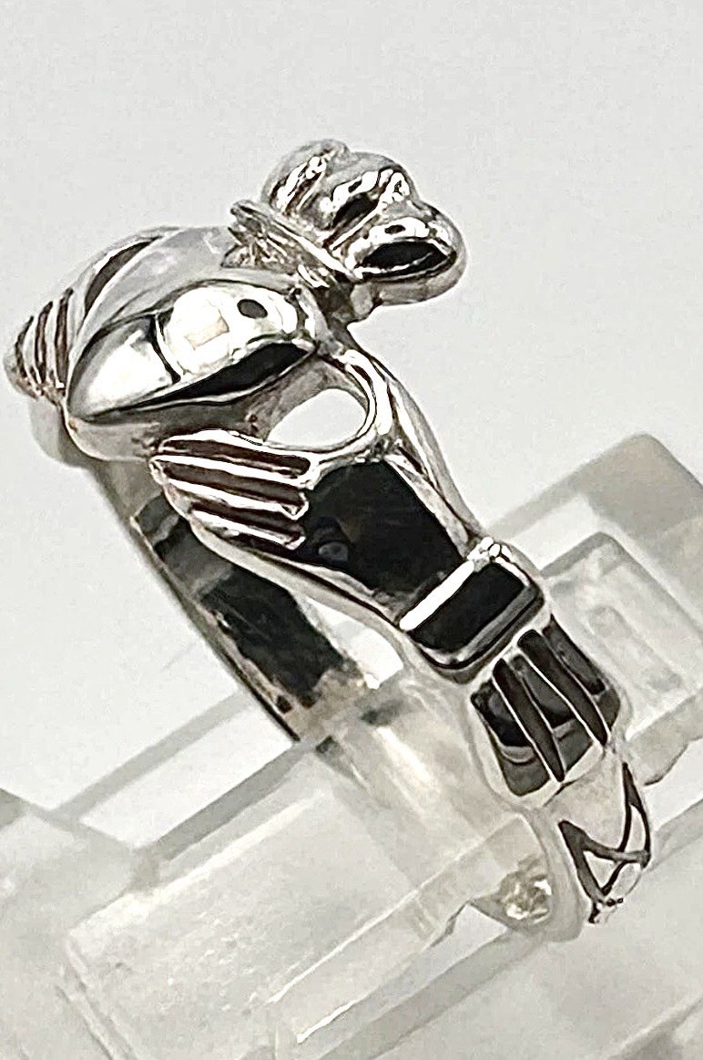 Sterling Silver 925 Irish Claddagh Ring Celtic Weave Braided Band JMH Dublin