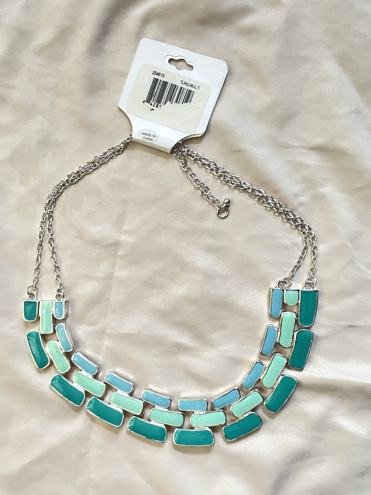 Ashley Cooper Boho Multicolor Enamel Statement Collar Necklace Silver Tone