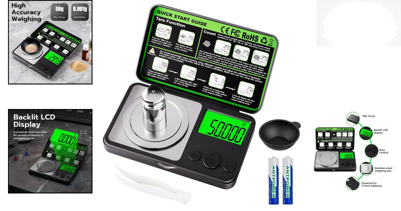 Ultra-Precise Digital Milligram Scale 50g x 0.001g – Perfect for Jewelry