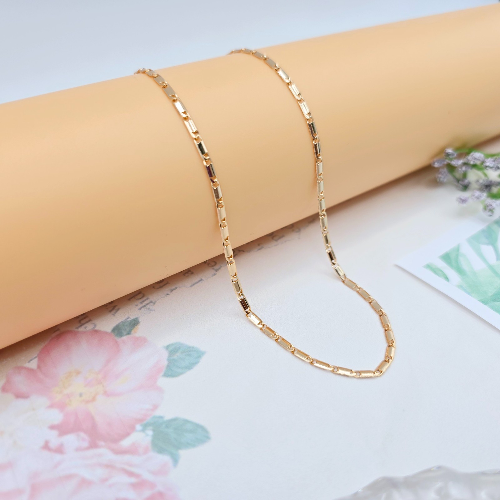 with Elegant Rectangular Links, 45+5cm Adjustable, XPNL0058 Rose Gold Necklace