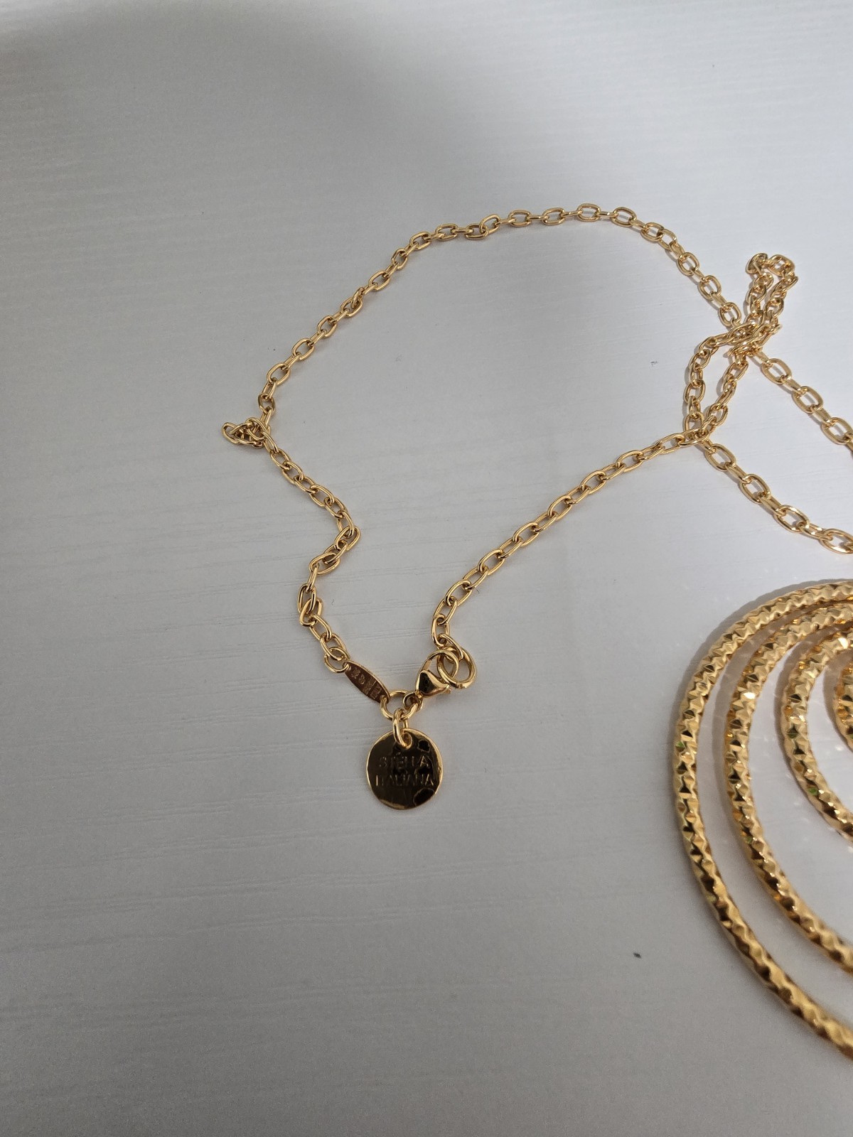 Italy Stella Italiana 14K GP Bronze Circle of Love Large Pendant Necklace 24g
