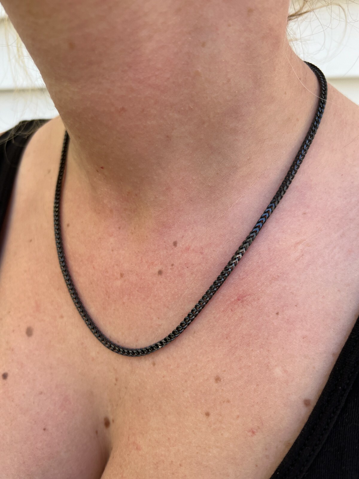 Franco Chain 2.5mm Necklace Black Oxidized Rhodium Over Real 925 Sterling Silver