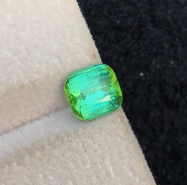 Natural Mint Green Tourmaline 1.90CT Cushion Cut Loose Gemstone From Afghanistan