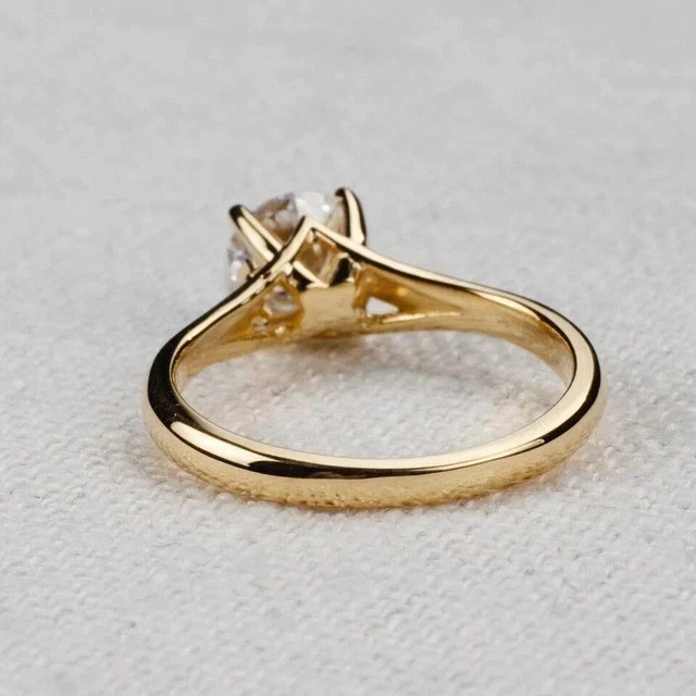 2Ct Round Natural Diamond Bridal Engagement Ring 14K Real Yellow Gold Size 6 7 8