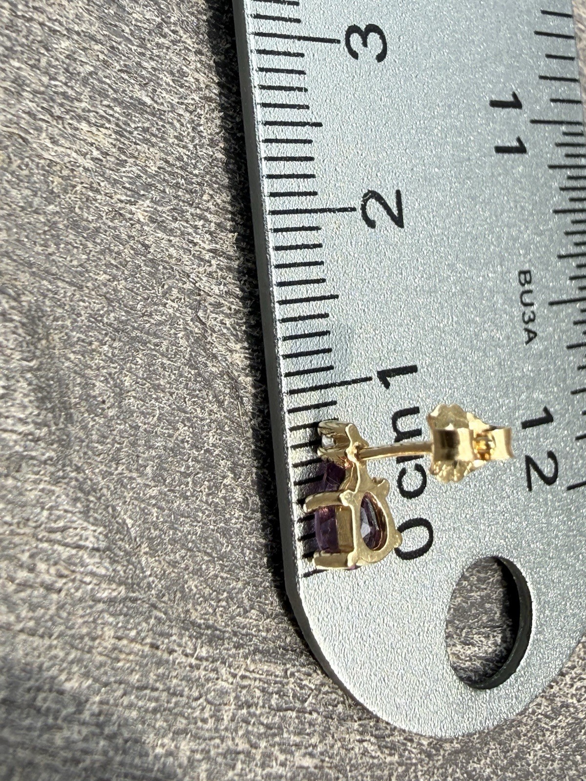 Vintage 14k Yellow Gold .50ctw Amethyst And Diamond Pear Teardrop Stud Earrings