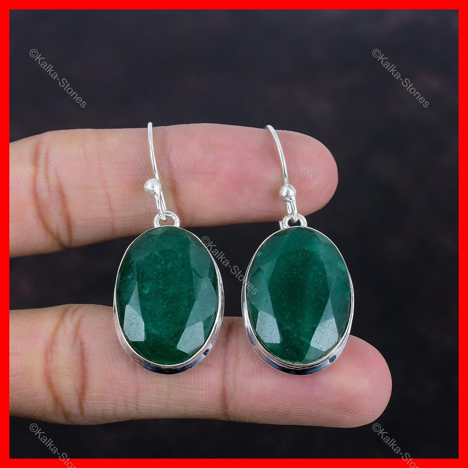 Valentines Deal Zambian Emrald Gemstone Dangle Drop New Earrings Sterling Silver