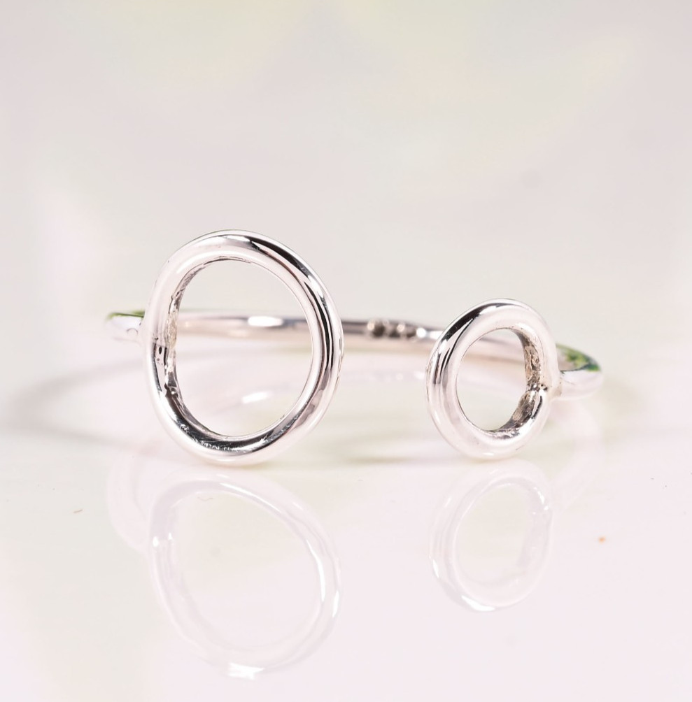 925 Sterling Silver Open Circle Ring Minimalist Adjustable Geometric Band