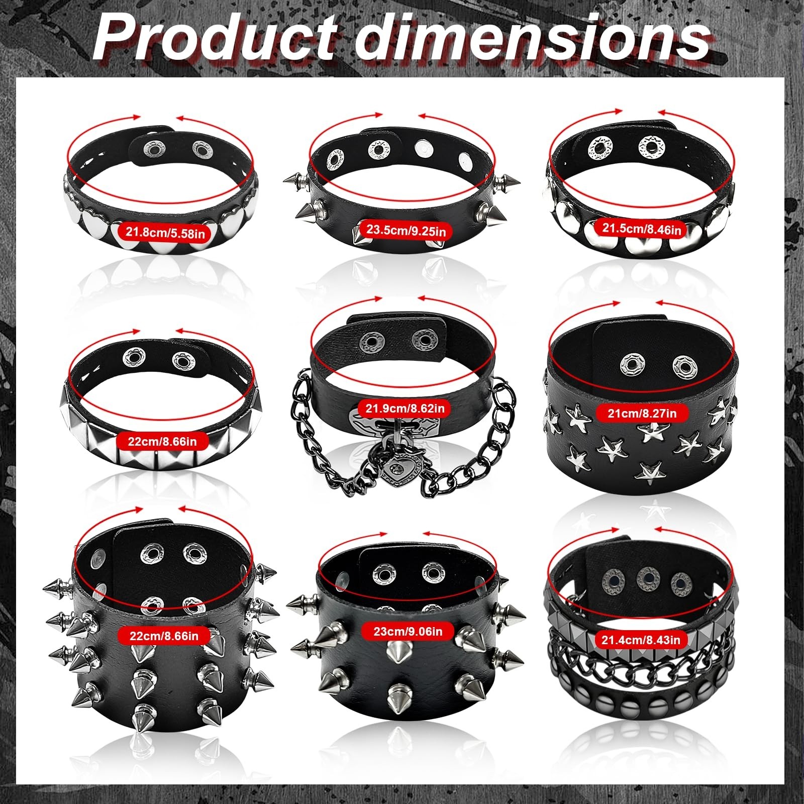 Spiked Leather Bracelet, Emo Punk Wristband, 80s Goth Accessories for Rockers