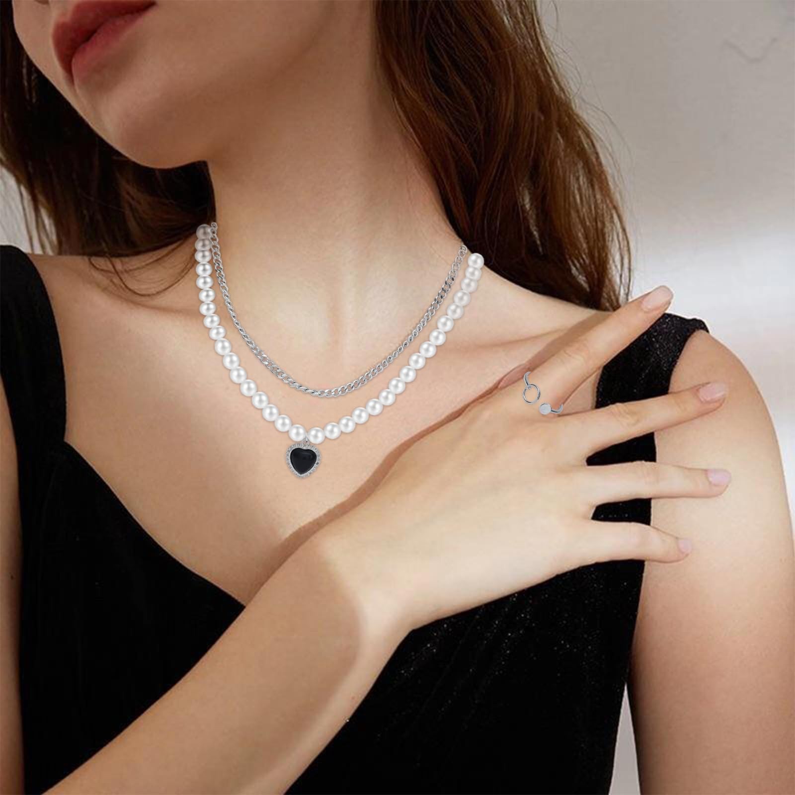 NEWITIN 50 Pieces Silver Jewelry Set for Women Adjustable,