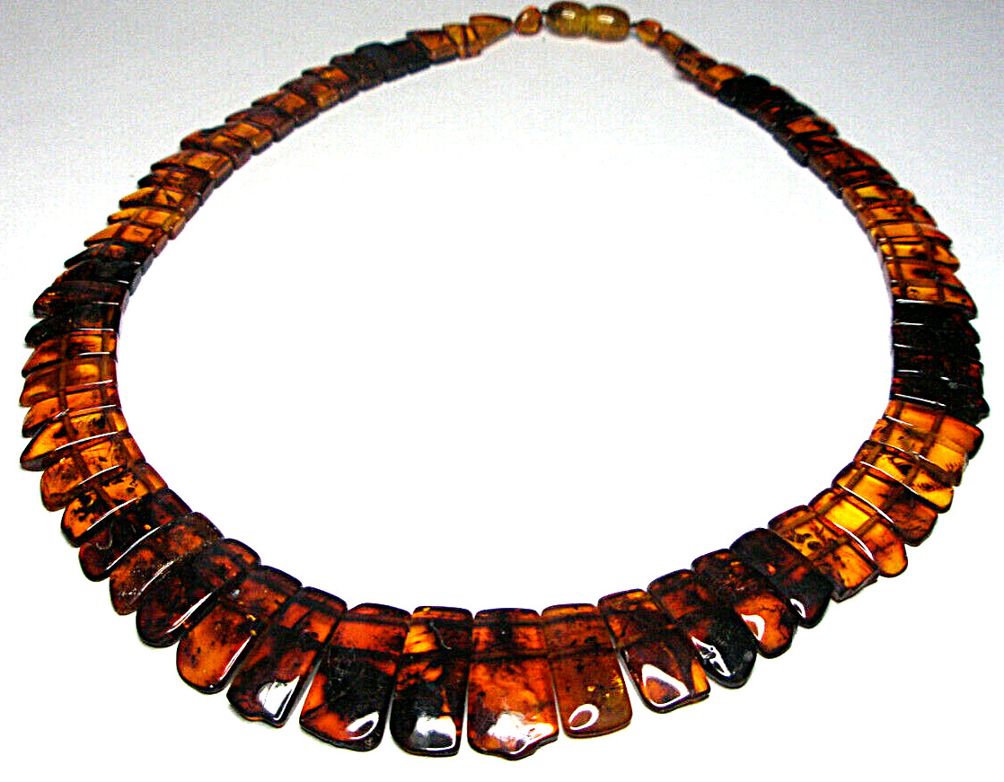 Genuine Baltic Amber Elegant Chic Necklace, Cognac Mix color 45 cm 17.7”, Gift