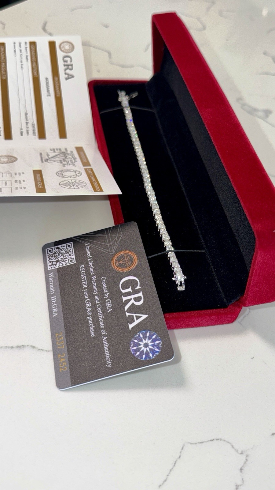 VVS1 GRA Certified Moissenite Tennis Bracelet Silver, Round 7″ 4MM