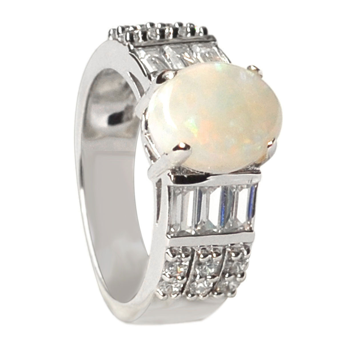 De Buman 1.4ctw Opal 925 Silver Ring SIZE 7/8/8.5