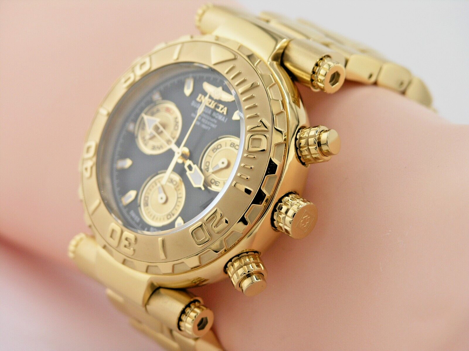 NEW INVICTA 25800 SUBAQUA NOMA I SWISS CHRONOGRAPH GOLD BLACK DIAL WATCH 47MM LE