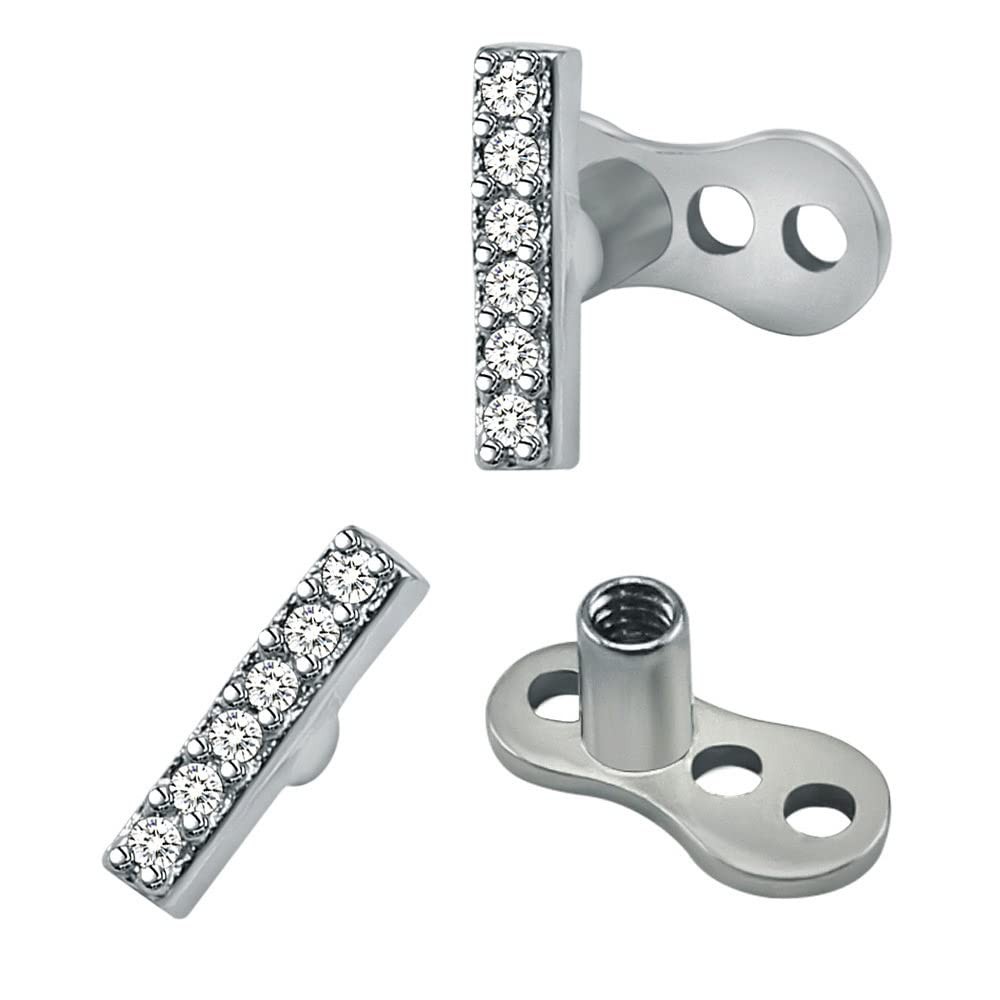 2Pcs 14G Cross Dermal Anchor Tops and Base Stainless Steel Cubic Petal
